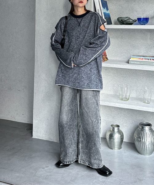 feepur（フェピュール）の「アームスリットルーズラメスウェット（スウェット・レディース・グレー/ベージュ/ネイビー・MEDIUM）」の7枚目の写真