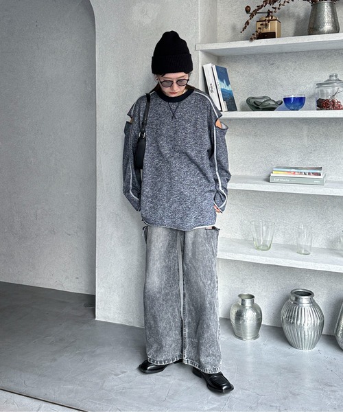 feepur（フェピュール）の「アームスリットルーズラメスウェット（スウェット・レディース・グレー/ベージュ/ネイビー・MEDIUM）」の8枚目の写真