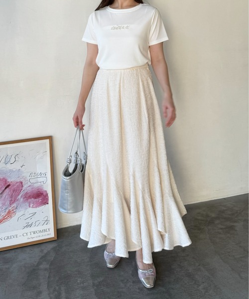 mysty woman（ミスティウーマン）の「ビジューロゴTシャツ　109869（Tシャツ/カットソー・レディース・ライトグリーン/オフホワイト/ブラック・FREE）」の7枚目の写真
