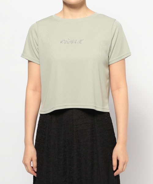 mysty woman（ミスティウーマン）の「ビジューロゴTシャツ　109869（Tシャツ/カットソー・レディース・ライトグリーン/オフホワイト/ブラック・FREE）」の9枚目の写真