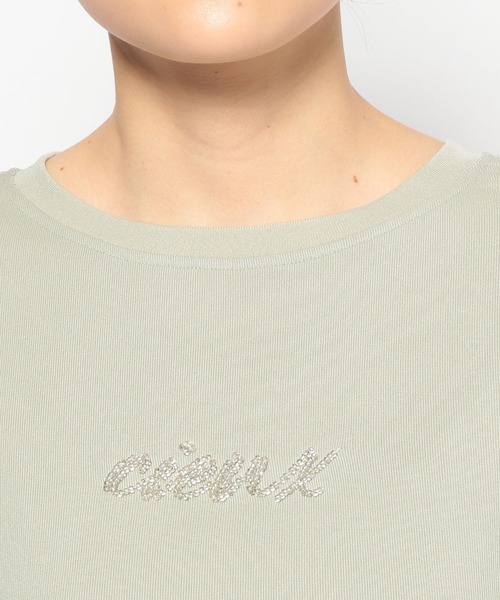 mysty woman（ミスティウーマン）の「ビジューロゴTシャツ　109869（Tシャツ/カットソー・レディース・ライトグリーン/オフホワイト/ブラック・FREE）」の13枚目の写真