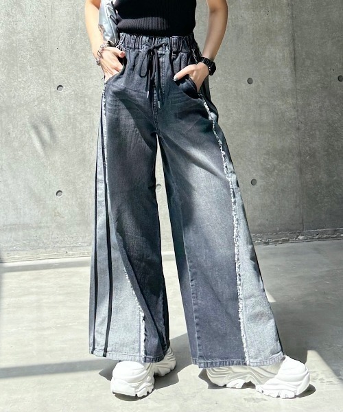 セール】＜2サイズ展開＞ラインイージデニムパンツ（デニム