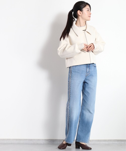 cepo(セポ)の「さらもちダンボールエリツキジップカーディガン(カーディガン/ボレロ・レディース・オフホワイト/ブラック・M)」の15枚目の写真