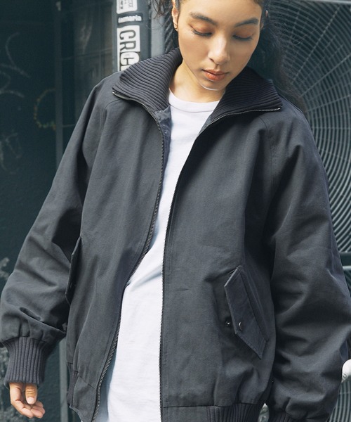 セール】オーバーサイズリブハイネック 合成皮革/ダック フライト