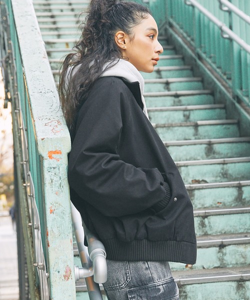 セール】オーバーサイズリブハイネック 合成皮革/ダック