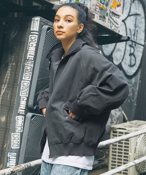 セール】オーバーサイズリブハイネック 合成皮革/ダック フライト