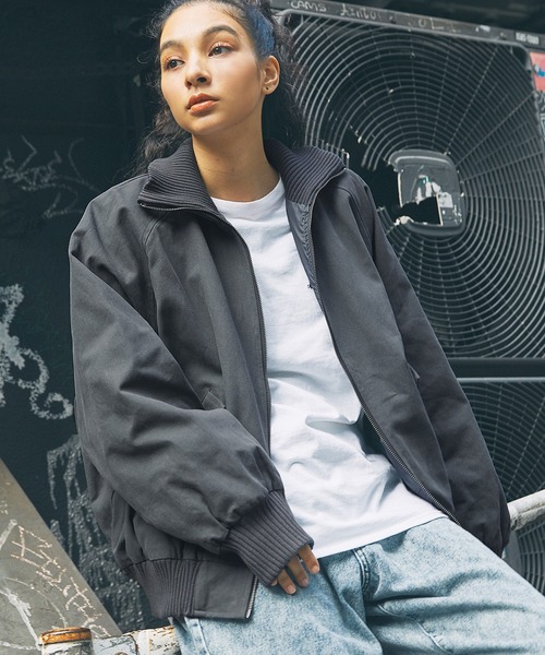 セール】オーバーサイズリブハイネック 合成皮革/ダック フライト