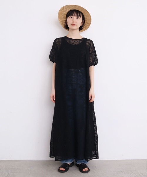 savon アトリエドゥサボン　リネン　刺繍　ワンピース　半袖　マキシ. l'atelier du savon - savon アトリエドゥサボン リネン 刺繍