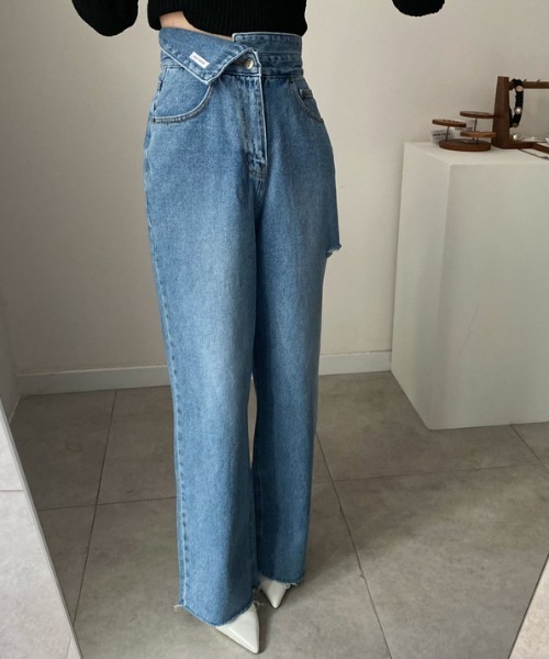 N.s(エヌドットエス)の「ハイウエストクラッシュデニムパンツ(デニムパンツ・レディース・ブルー・L/M/S)」の4枚目の写真