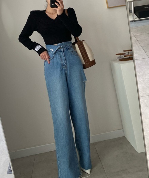 N.s(エヌドットエス)の「ハイウエストクラッシュデニムパンツ(デニムパンツ・レディース・ブルー・L/M/S)」の8枚目の写真