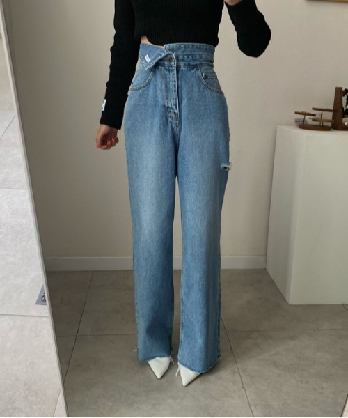 N.s(エヌドットエス)の「ハイウエストクラッシュデニムパンツ(デニムパンツ・レディース・ブルー・L/M/S)」の9枚目の写真