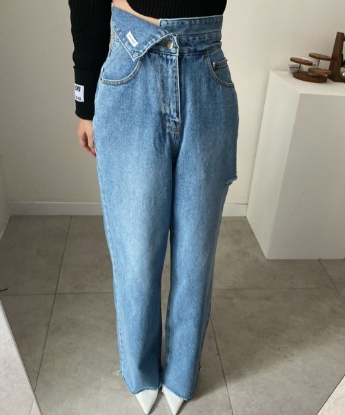 N.s(エヌドットエス)の「ハイウエストクラッシュデニムパンツ(デニムパンツ・レディース・ブルー・L/M/S)」の11枚目の写真