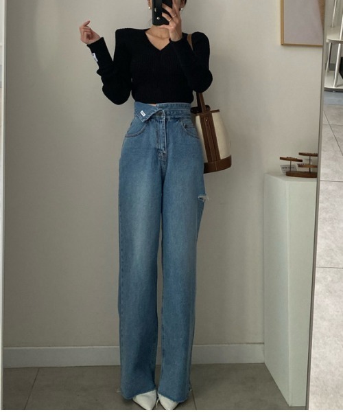 N.s(エヌドットエス)の「ハイウエストクラッシュデニムパンツ(デニムパンツ・レディース・ブルー・L/M/S)」の12枚目の写真
