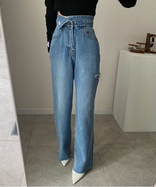 N.s(エヌドットエス)の「ハイウエストクラッシュデニムパンツ(デニムパンツ・レディース・ブルー・L/M/S)」の13枚目の写真