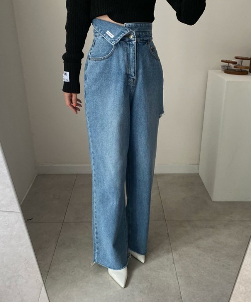 N.s(エヌドットエス)の「ハイウエストクラッシュデニムパンツ(デニムパンツ・レディース・ブルー・L/M/S)」の14枚目の写真