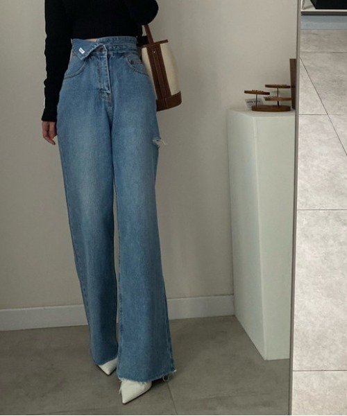 N.s(エヌドットエス)の「ハイウエストクラッシュデニムパンツ(デニムパンツ・レディース・ブルー・L/M/S)」の15枚目の写真