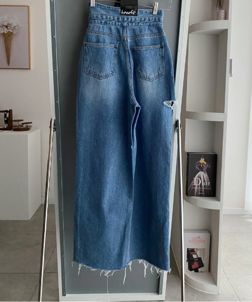 N.s(エヌドットエス)の「ハイウエストクラッシュデニムパンツ(デニムパンツ・レディース・ブルー・L/M/S)」の21枚目の写真