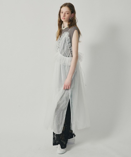 J1U by LA BELLE ETUDE（ジユウバイラベルエチュード）の「ランジェリーペプラムルーズキャミワンピース（ワンピース・レディース・ホワイト/ブラック/グレー・FREE）」の9枚目の写真