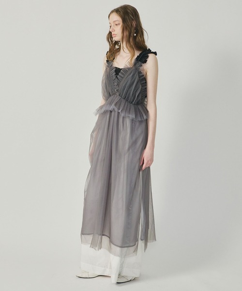 J1U by LA BELLE ETUDE（ジユウバイラベルエチュード）の「ランジェリーペプラムルーズキャミワンピース（ワンピース・レディース・ホワイト/ブラック/グレー・FREE）」の22枚目の写真