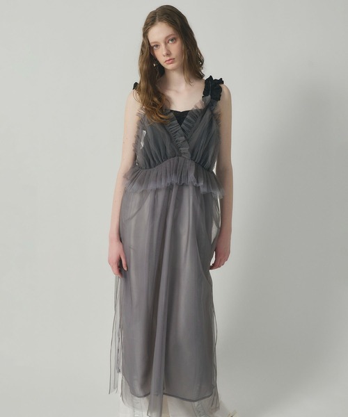 J1U by LA BELLE ETUDE（ジユウバイラベルエチュード）の「ランジェリーペプラムルーズキャミワンピース（ワンピース・レディース・ホワイト/ブラック/グレー・FREE）」の6枚目の写真