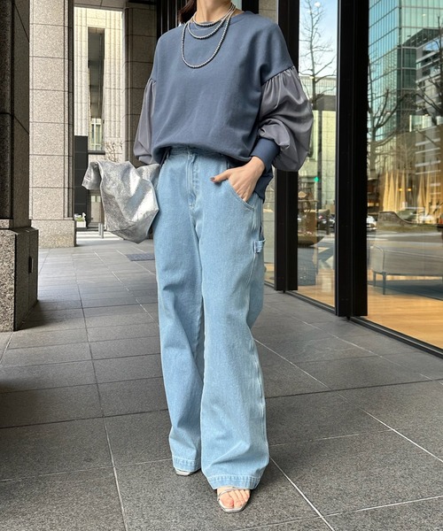 DouDou（ドゥドゥ）の「袖チュールスウェット（スウェット・レディース・ブラック/インディゴブルー/オフホワイト・FREE）」の16枚目の写真