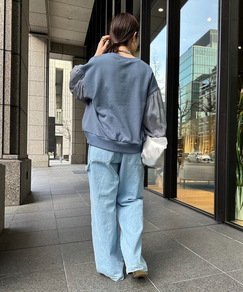 DouDou（ドゥドゥ）の「袖チュールスウェット（スウェット・レディース・ブラック/インディゴブルー/オフホワイト・FREE）」の17枚目の写真