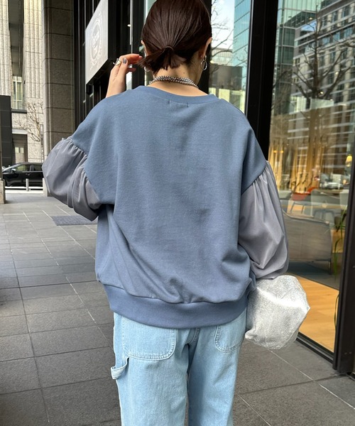 DouDou（ドゥドゥ）の「袖チュールスウェット（スウェット・レディース・ブラック/インディゴブルー/オフホワイト・FREE）」の21枚目の写真