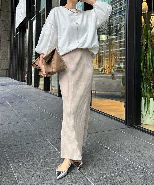 DouDou（ドゥドゥ）の「袖チュールスウェット（スウェット・レディース・ブラック/インディゴブルー/オフホワイト・FREE）」の5枚目の写真