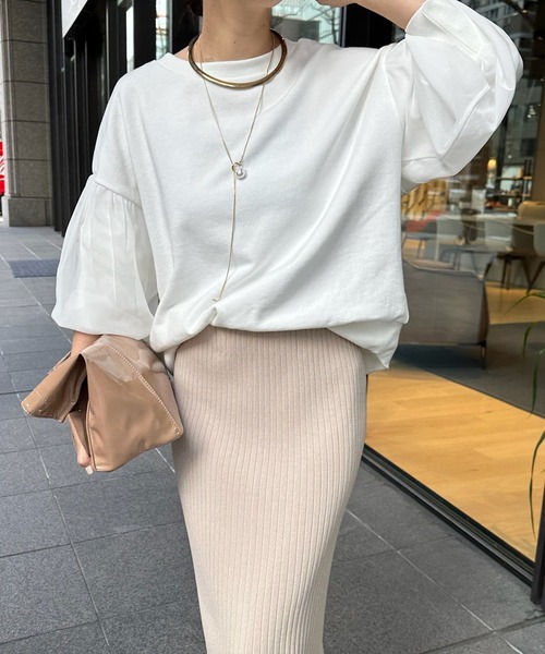 DouDou（ドゥドゥ）の「袖チュールスウェット（スウェット・レディース・ブラック/インディゴブルー/オフホワイト・FREE）」の11枚目の写真