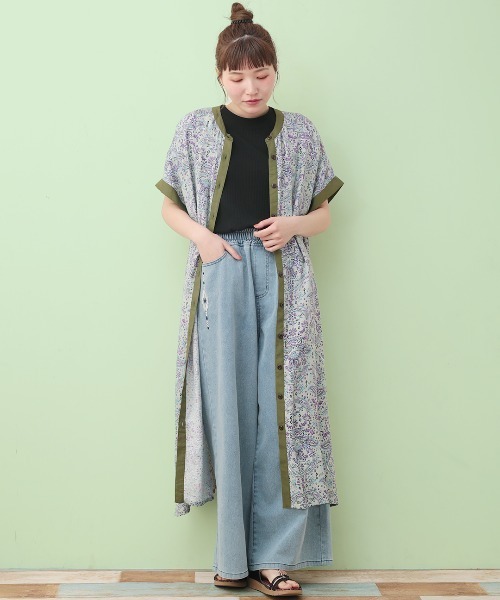 チチカカ（チチカカ）の「エコフレンドリーダイ ブロックプリントペイズリーシャツワンピース（シャツワンピース・レディース・カーキ/ブラウン/ブルー・FREE）」の3枚目の写真