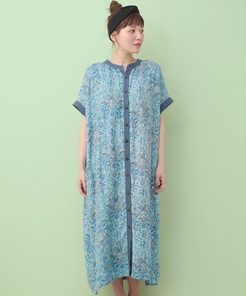 エコフレンドリーダイ ブロックプリントペイズリーシャツワンピース（シャツワンピース）｜チチカカ（チチカカ）