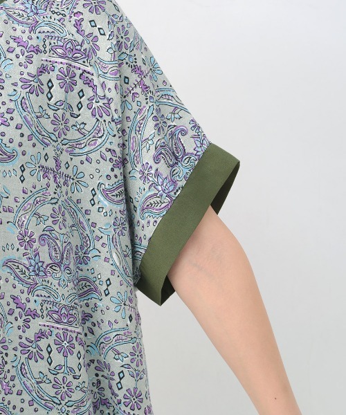 チチカカ（チチカカ）の「エコフレンドリーダイ ブロックプリントペイズリーシャツワンピース（シャツワンピース・レディース・カーキ/ブラウン/ブルー・FREE）」の10枚目の写真