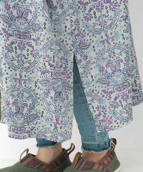 チチカカ（チチカカ）の「エコフレンドリーダイ ブロックプリントペイズリーシャツワンピース（シャツワンピース・レディース・カーキ/ブラウン/ブルー・FREE）」の11枚目の写真