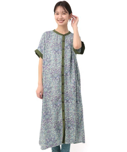 チチカカ（チチカカ）の「エコフレンドリーダイ ブロックプリントペイズリーシャツワンピース（シャツワンピース・レディース・カーキ/ブラウン/ブルー・FREE）」の16枚目の写真