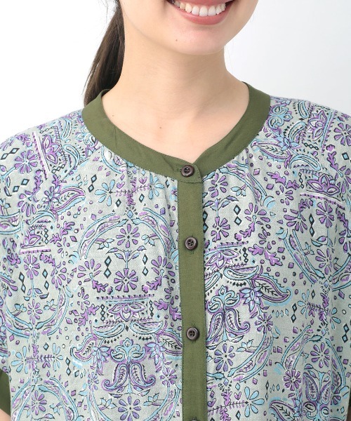 チチカカ（チチカカ）の「エコフレンドリーダイ ブロックプリントペイズリーシャツワンピース（シャツワンピース・レディース・カーキ/ブラウン/ブルー・FREE）」の20枚目の写真