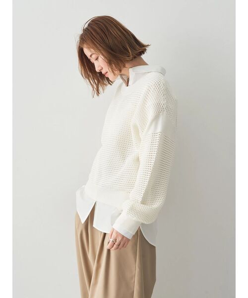 YECCA VECCA(イェッカヴェッカ)の「メッシュ編みニット(ニット/セーター・レディース・オフホワイト/チャコールグレー/ベージュ・FREE)」の22枚目の写真