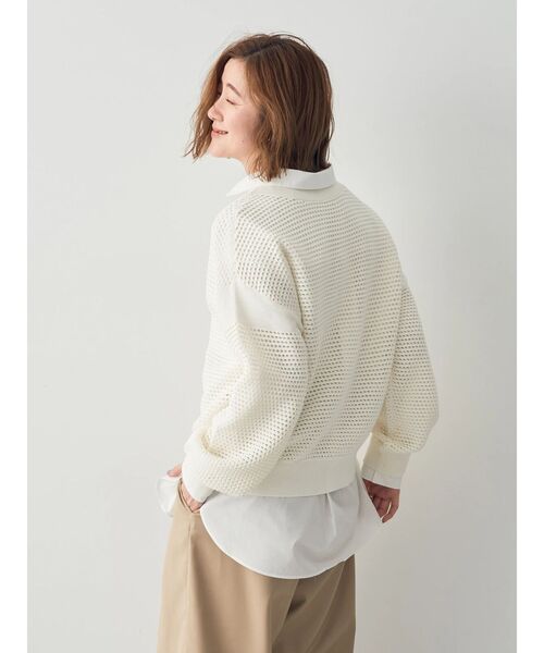 YECCA VECCA(イェッカヴェッカ)の「メッシュ編みニット(ニット/セーター・レディース・オフホワイト/チャコールグレー/ベージュ・FREE)」の12枚目の写真