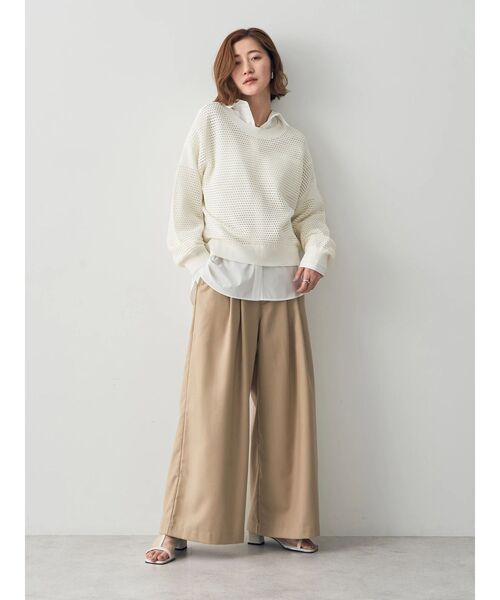 YECCA VECCA(イェッカヴェッカ)の「メッシュ編みニット(ニット/セーター・レディース・オフホワイト/チャコールグレー/ベージュ・FREE)」の14枚目の写真