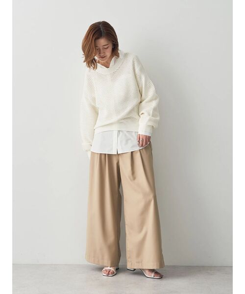YECCA VECCA(イェッカヴェッカ)の「メッシュ編みニット(ニット/セーター・レディース・オフホワイト/チャコールグレー/ベージュ・FREE)」の15枚目の写真