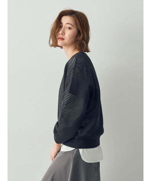 YECCA VECCA(イェッカヴェッカ)の「メッシュ編みニット(ニット/セーター・レディース・オフホワイト/チャコールグレー/ベージュ・FREE)」の7枚目の写真