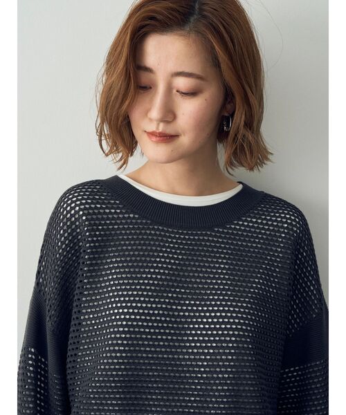 YECCA VECCA(イェッカヴェッカ)の「メッシュ編みニット(ニット/セーター・レディース・オフホワイト/チャコールグレー/ベージュ・FREE)」の9枚目の写真
