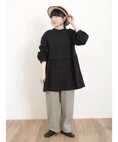 バンドカラースモッキング切替チュニック丈ブラウス[K](T) niko and… チュニック スモッキングバンドチュニック : ZOZOTOWN