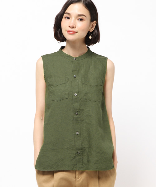 SHIPS for women（シップスフォーウィメン）の「SHIPS Days: ノースリーブ ブラウス（オリーブ）（シャツ/ブラウス・レディース・オリーブ・S～Ｍ/M～Ｌ）」の8枚目の写真