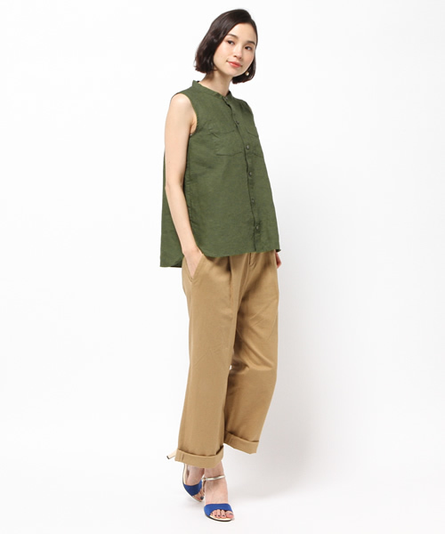 SHIPS for women（シップスフォーウィメン）の「SHIPS Days: ノースリーブ ブラウス（オリーブ）（シャツ/ブラウス・レディース・オリーブ・S～Ｍ/M～Ｌ）」の11枚目の写真