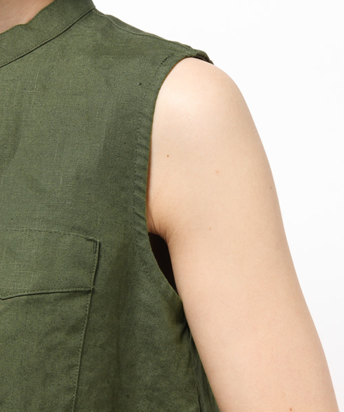 SHIPS for women（シップスフォーウィメン）の「SHIPS Days: ノースリーブ ブラウス（オリーブ）（シャツ/ブラウス・レディース・オリーブ・S～Ｍ/M～Ｌ）」の4枚目の写真