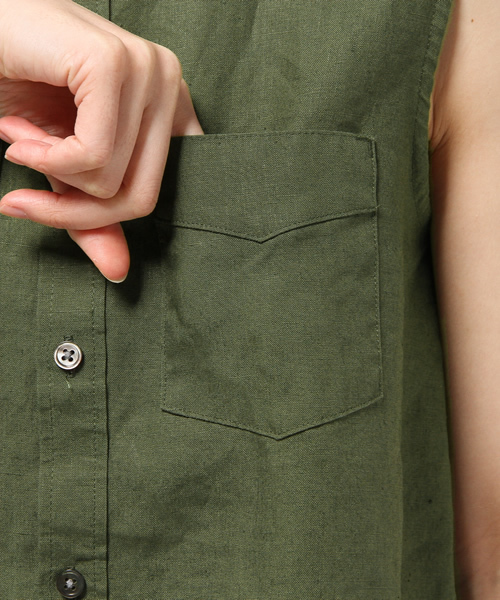 SHIPS for women（シップスフォーウィメン）の「SHIPS Days: ノースリーブ ブラウス（オリーブ）（シャツ/ブラウス・レディース・オリーブ・S～Ｍ/M～Ｌ）」の13枚目の写真