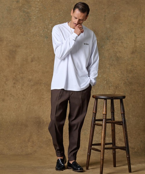 THEOREM（セオレム）の「mlt4662- One Point Logo Embroidered LS Tee ロンT（Tシャツ/カットソー・メンズ・ホワイト×グリーン/ホワイト×ブラック/ホワイト系その他/ホワイト×ブラウン・S/M/L/XL/XS/XXL）」の14枚目の写真