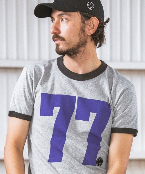 mt8993- middle onz S-S ringer t-shirts (big 77) Tシャツ(Tシャツ/カットソー)|seventy seven(セブンティセブン)