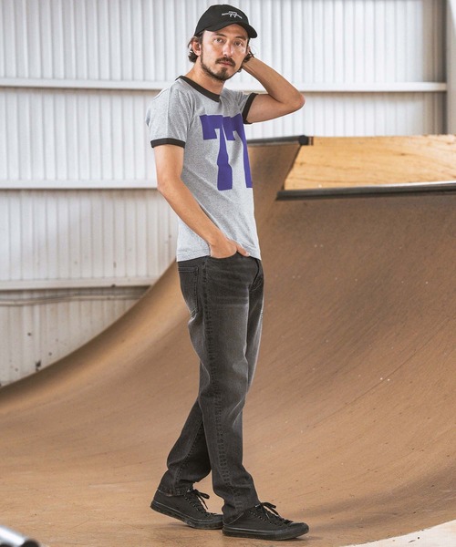 seventy seven(セブンティセブン)の「mt8993- middle onz S-S ringer t-shirts (big 77) Tシャツ(Tシャツ/カットソー・メンズ・ホワイト×グリーン/ホワイト×ブラック/グレー系その他・S/M/L/XL)」の11枚目の写真