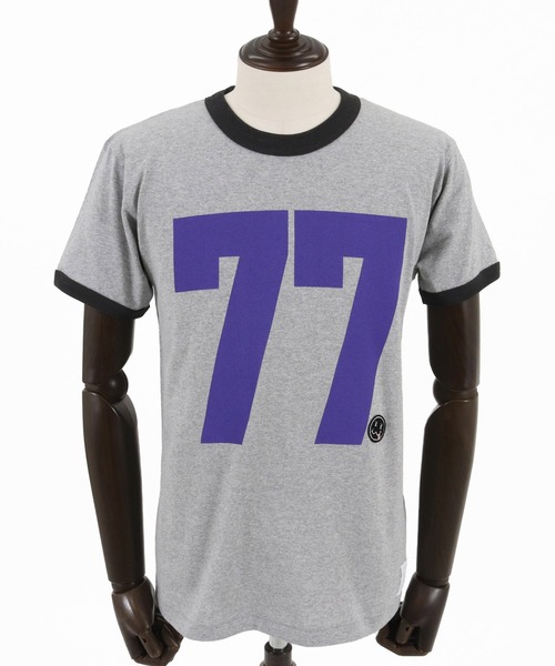 seventy seven(セブンティセブン)の「mt8993- middle onz S-S ringer t-shirts (big 77) Tシャツ(Tシャツ/カットソー・メンズ・ホワイト×グリーン/ホワイト×ブラック/グレー系その他・S/M/L/XL)」の16枚目の写真